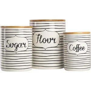Coffee, Sugar, Flour Kitchen Canister Set, 3 Piece